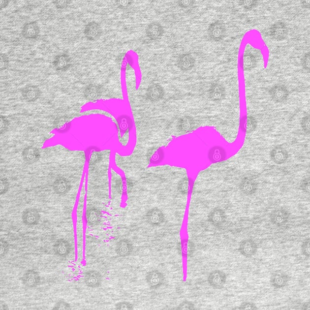 Minimalistic Three Flamingos Pink Silhouette by taiche